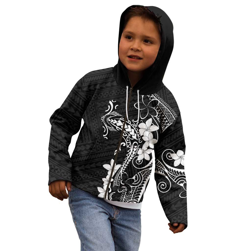 Black Hawaii Kid Hoodie Hammerhead Shark Tattoo Curve Polynesian - Polynesian Pride