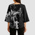 Black Hawaii Kimono Sleeve Blouse Hammerhead Shark Tattoo Curve Polynesian - Polynesian Pride