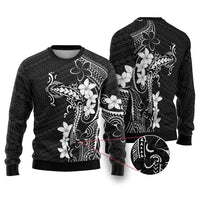 Black Hawaii Ugly Christmas Sweater Hammerhead Shark Tattoo Curve Polynesian - Polynesian Pride