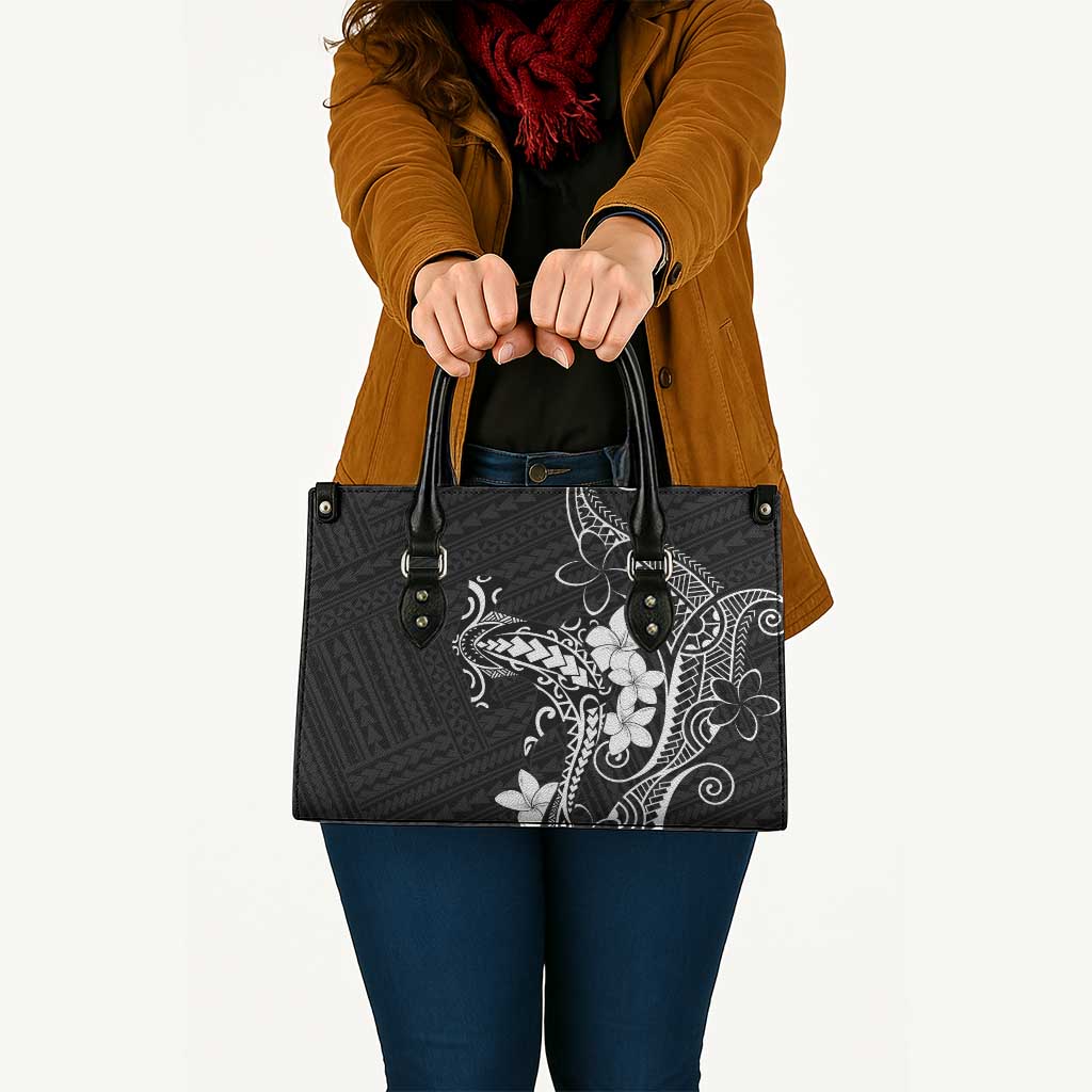 Black Hawaii Leather Bag Hammerhead Shark Tattoo Curve Polynesian - Polynesian Pride