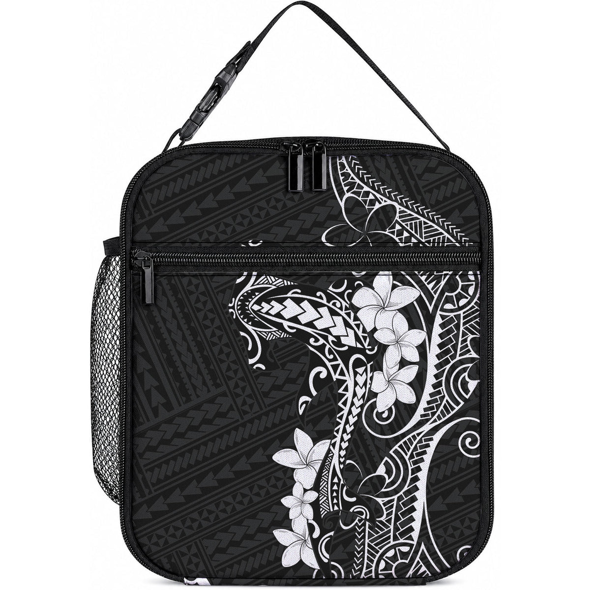 Black Hawaii Lunch Bag Hammerhead Shark Tattoo Curve Polynesian