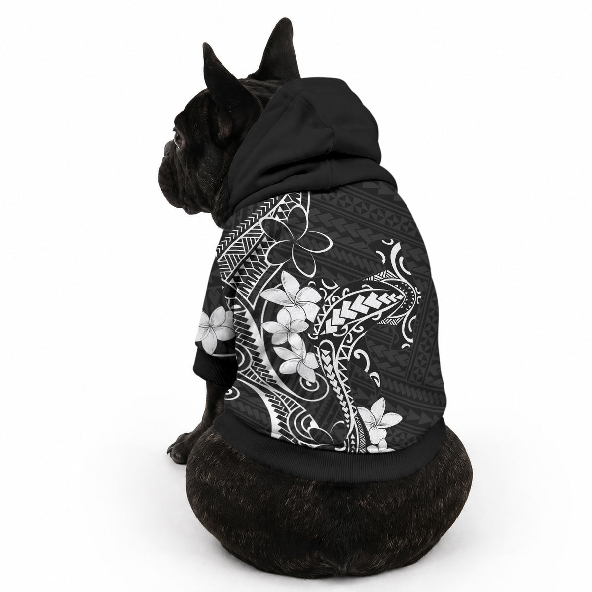 Black Hawaii Pet Hoodie Hammerhead Shark Tattoo Curve Polynesian