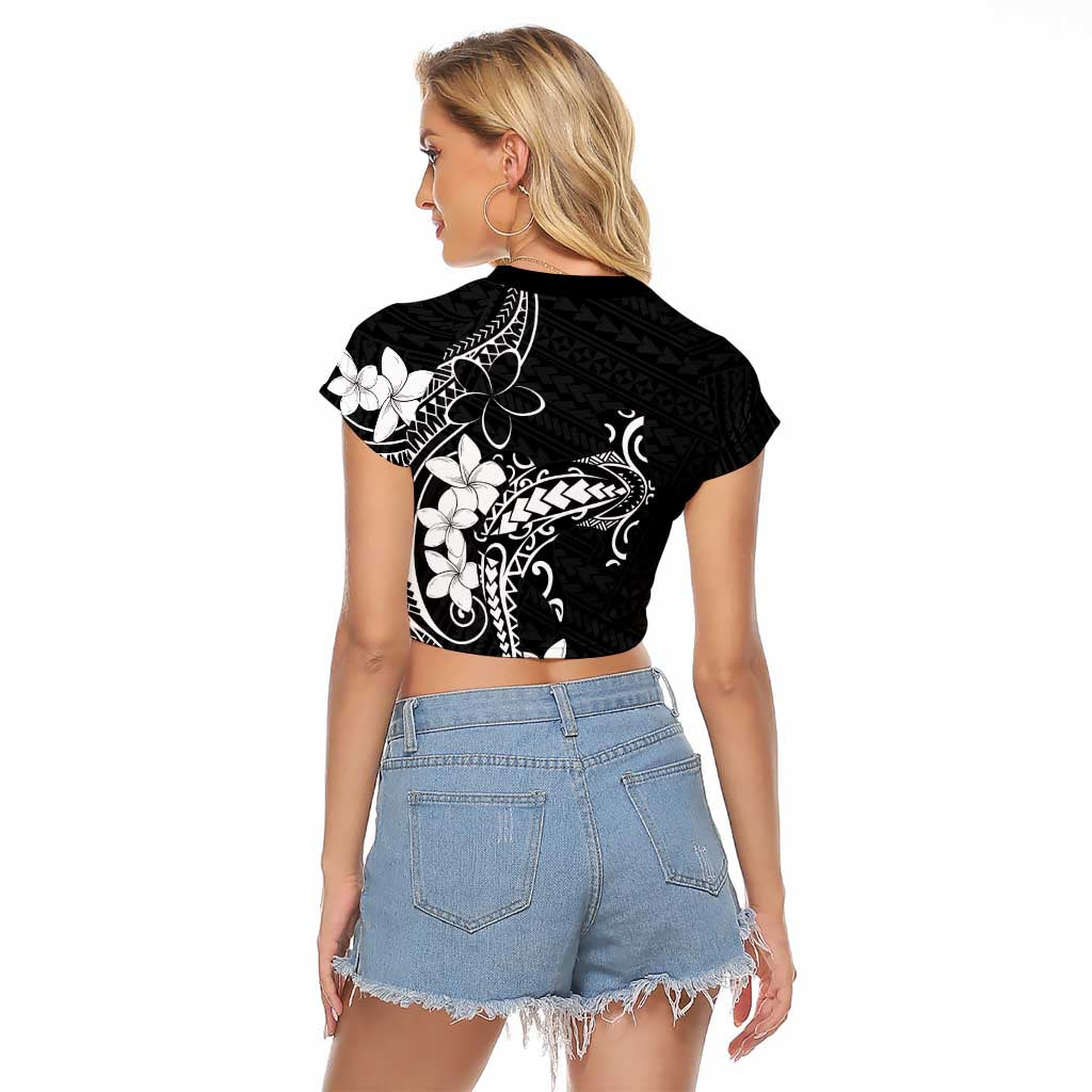 Black Hawaii Raglan Cropped T Shirt Hammerhead Shark Tattoo Curve Polynesian LT14 - Polynesian Pride