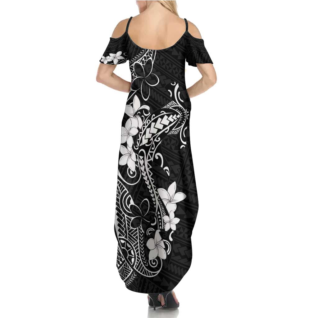 Black Hawaii Summer Maxi Dress Hammerhead Shark Tattoo Curve Polynesian - Polynesian Pride