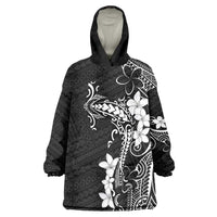 Black Hawaii Wearable Blanket Hoodie Hammerhead Shark Tattoo Curve Polynesian - Polynesian Pride