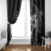 Black Hawaii Window Curtain Hammerhead Shark Tattoo Curve Polynesian - Polynesian Pride