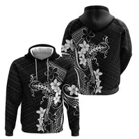 Black Hawaii Zip Hoodie Hammerhead Shark Tattoo Curve Polynesian - Polynesian Pride