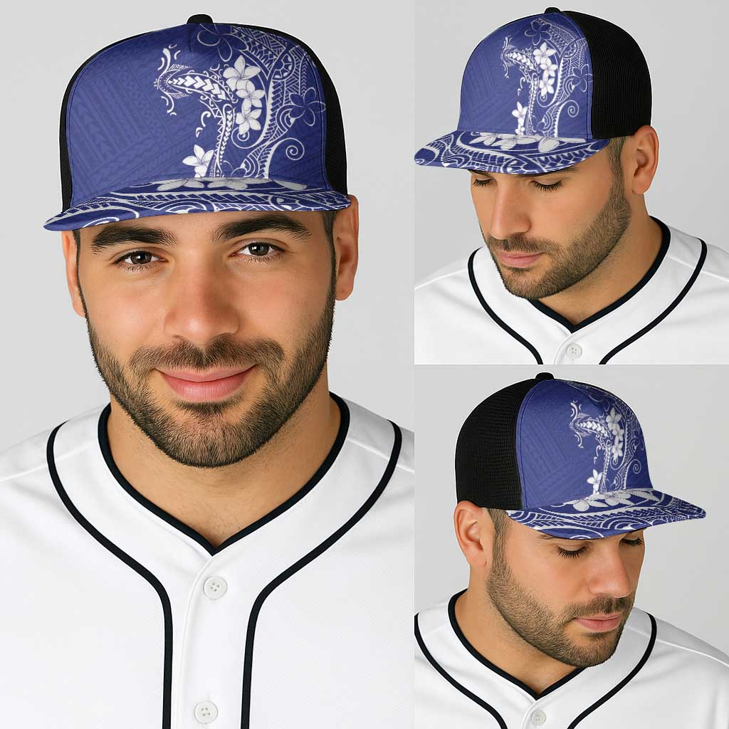 Blue Hawaii Baseball Net Cap Hammerhead Shark Tattoo Curve Polynesian - Polynesian Pride