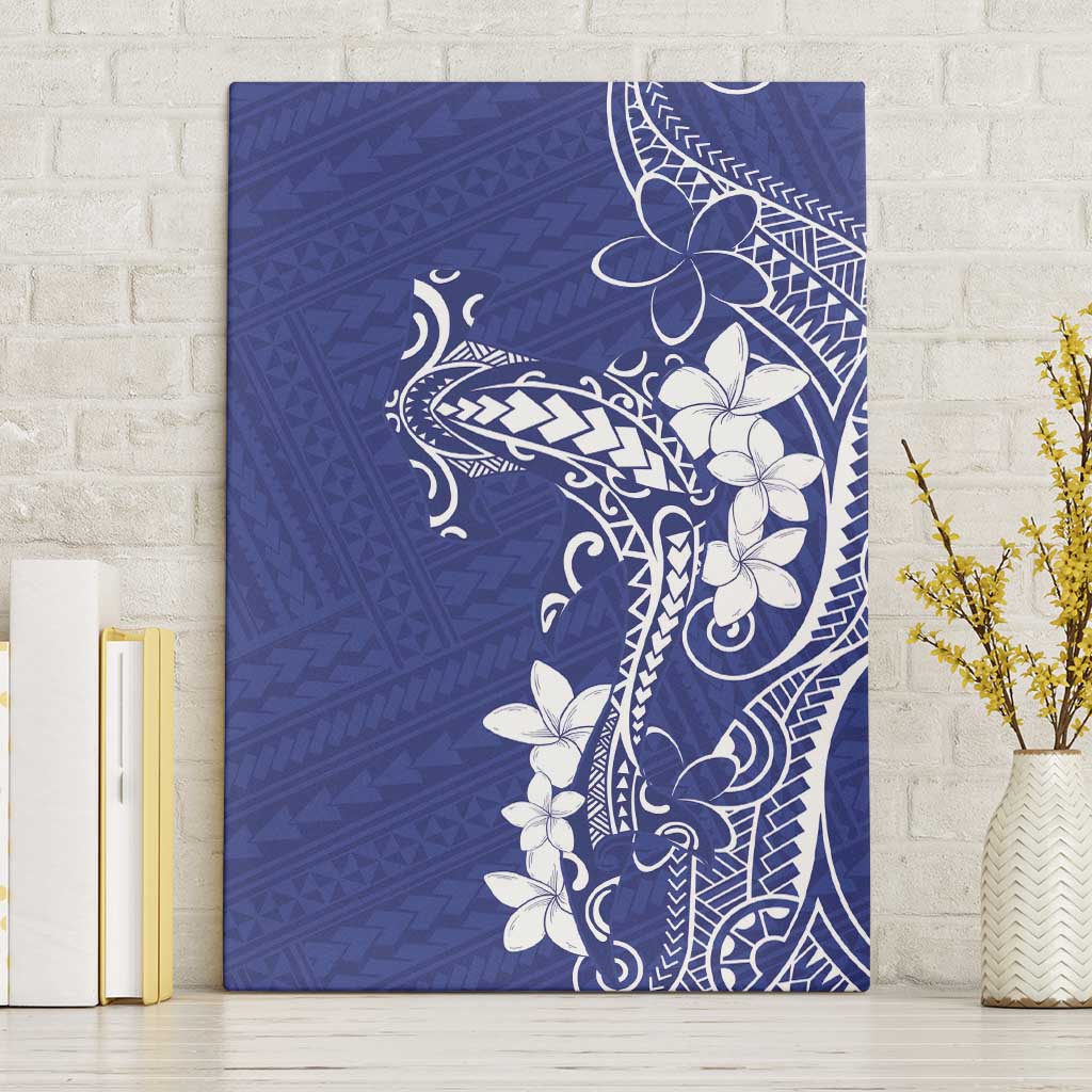 Blue Hawaii Canvas Wall Art Hammerhead Shark Tattoo Curve Polynesian - Polynesian Pride