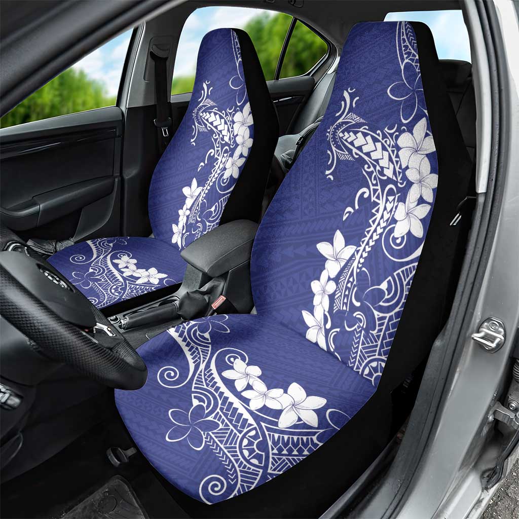 Blue Hawaii Car Seat Cover Hammerhead Shark Tattoo Curve Polynesian - Polynesian Pride