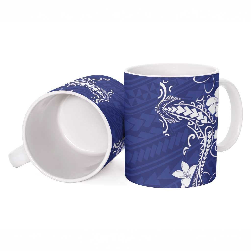 Blue Hawaii Ceramic Mug Hammerhead Shark Tattoo Curve Polynesian - Polynesian Pride