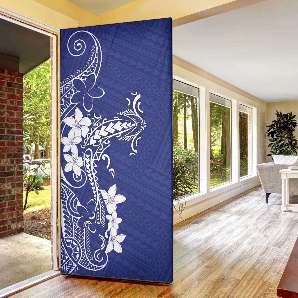 Blue Hawaii Door Cover Hammerhead Shark Tattoo Curve Polynesian - Polynesian Pride