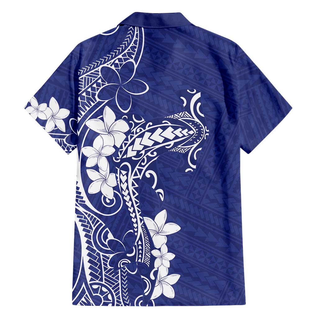 Blue Hawaii Family Matching Long Sleeve Bodycon Dress and Hawaiian Shirt Hammerhead Shark Tattoo Curve Polynesian - Polynesian Pride