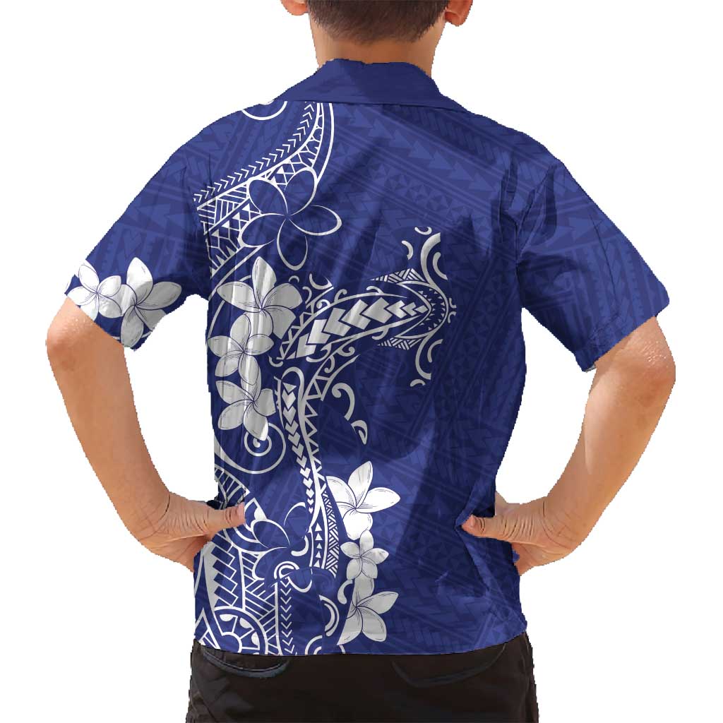Blue Hawaii Family Matching Puletasi and Hawaiian Shirt Hammerhead Shark Tattoo Curve Polynesian LT14 - Polynesian Pride