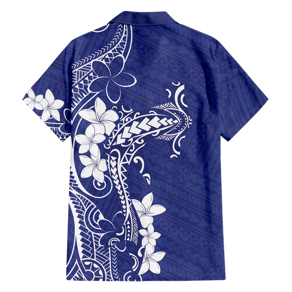 Blue Hawaii Family Matching Short Sleeve Bodycon Dress and Hawaiian Shirt Hammerhead Shark Tattoo Curve Polynesian - Polynesian Pride