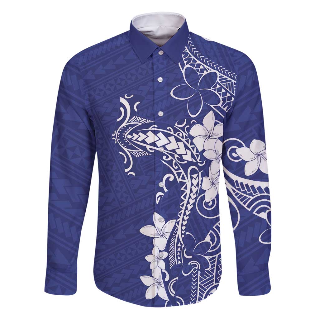 Blue Hawaii Family Matching Summer Maxi Dress and Hawaiian Shirt Hammerhead Shark Tattoo Curve Polynesian - Polynesian Pride