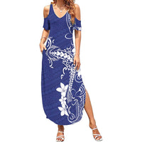 Blue Hawaii Family Matching Summer Maxi Dress and Hawaiian Shirt Hammerhead Shark Tattoo Curve Polynesian - Polynesian Pride