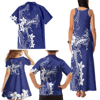 Blue Hawaii Family Matching Tank Maxi Dress and Hawaiian Shirt Hammerhead Shark Tattoo Curve Polynesian - Polynesian Pride