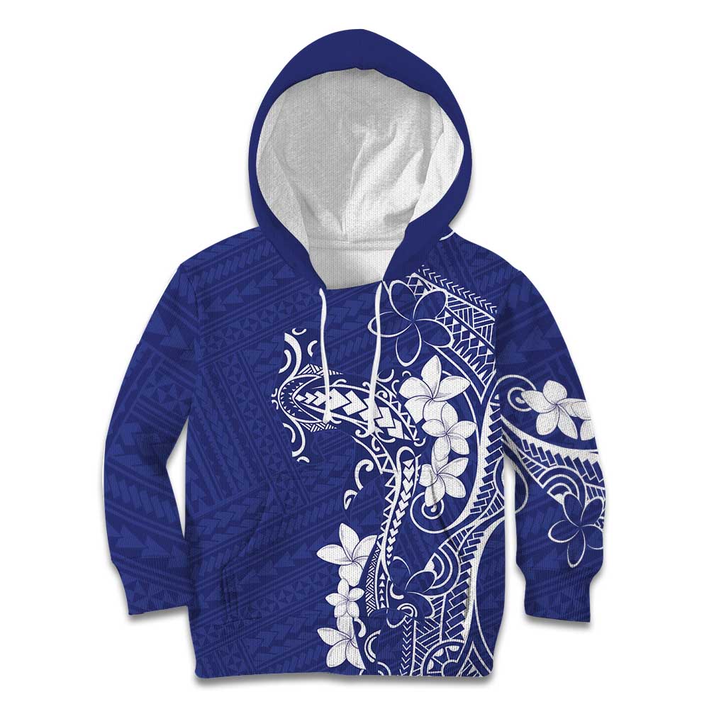 Blue Hawaii Kid Hoodie Hammerhead Shark Tattoo Curve Polynesian - Polynesian Pride