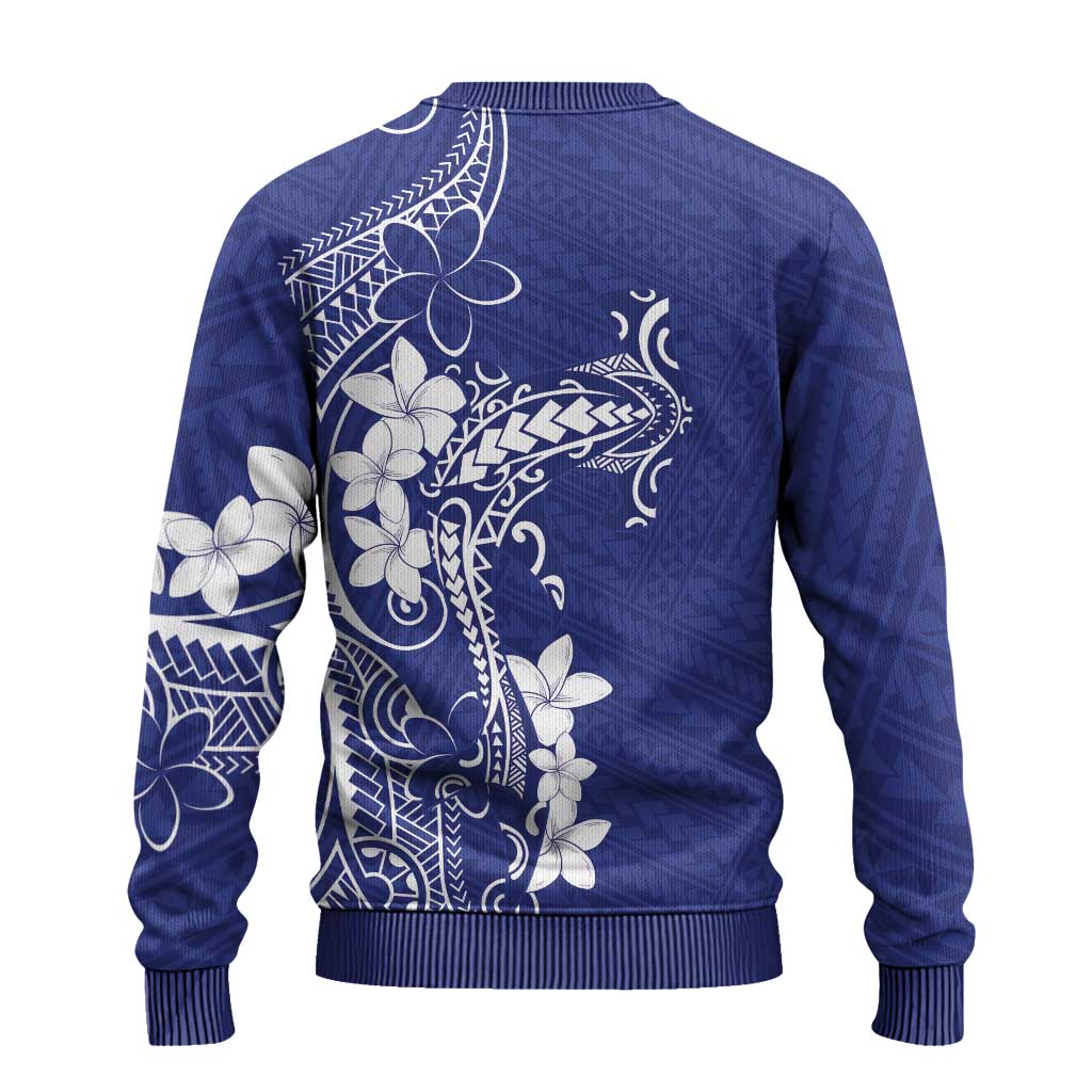 Blue Hawaii Ugly Christmas Sweater Hammerhead Shark Tattoo Curve Polynesian - Polynesian Pride