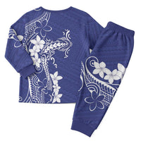 Blue Hawaii Christmas Pajama Set Hammerhead Shark Tattoo Curve Polynesian - Polynesian Pride