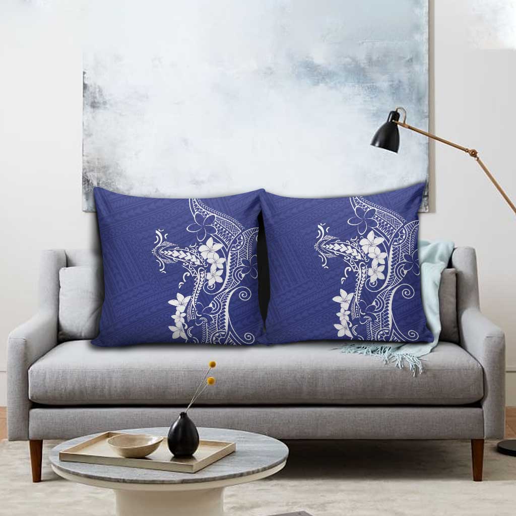 Blue Hawaii Pillow Cover Hammerhead Shark Tattoo Curve Polynesian - Polynesian Pride