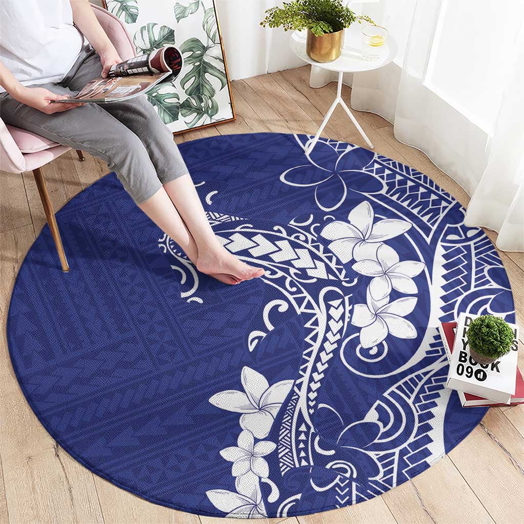 Blue Hawaii Round Carpet Hammerhead Shark Tattoo Curve Polynesian - Polynesian Pride