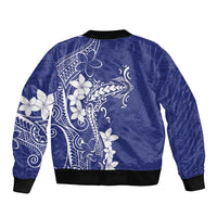 Blue Hawaii Sleeve Zip Bomber Jacket Hammerhead Shark Tattoo Curve Polynesian LT14 - Polynesian Pride