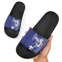 Blue Hawaii Slide Sandals Hammerhead Shark Tattoo Curve Polynesian LT14 - Polynesian Pride