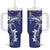 Blue Hawaii Tumbler With Handle Hammerhead Shark Tattoo Curve Polynesian - Polynesian Pride