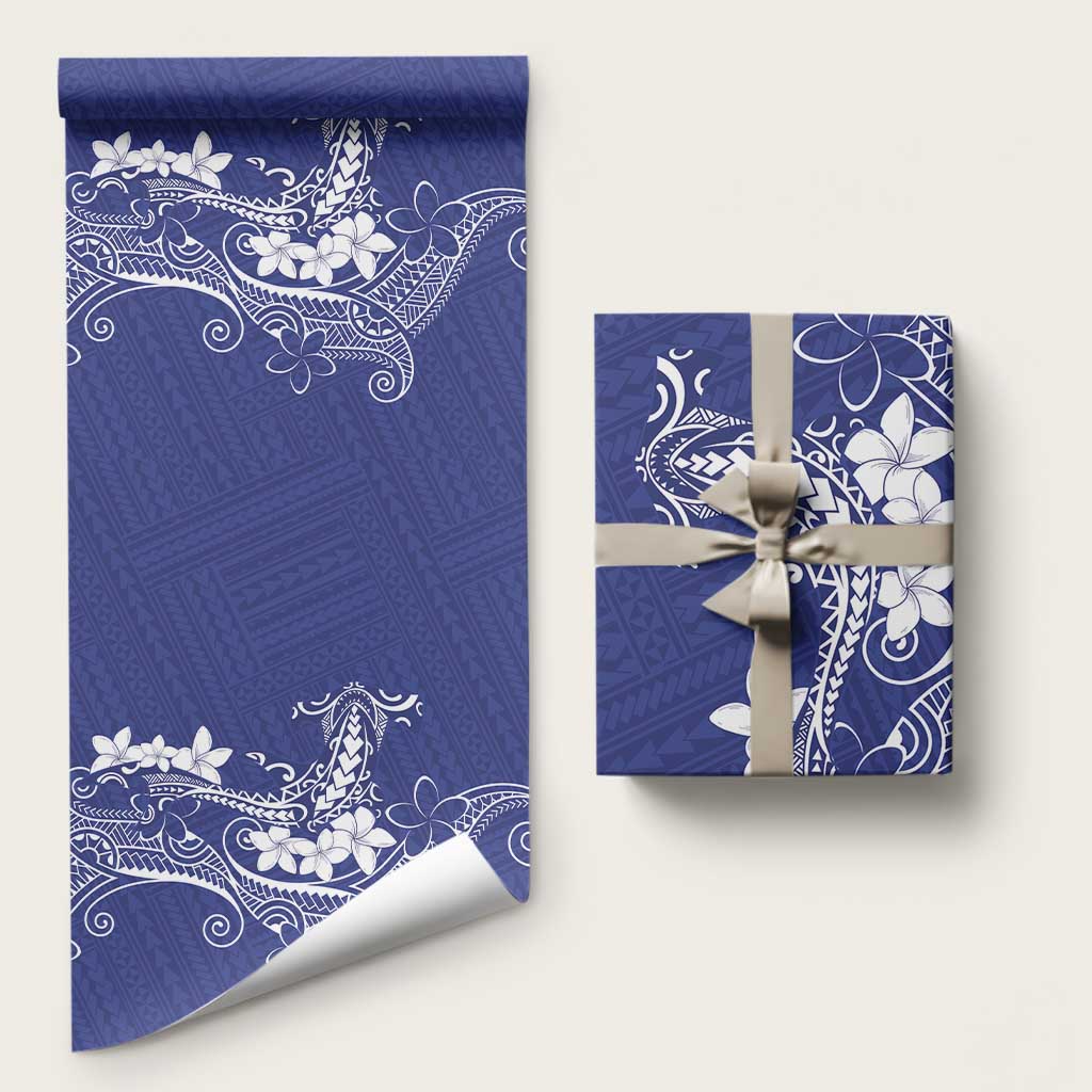 Blue Hawaii Wrapping Paper Hammerhead Shark Tattoo Curve Polynesian - Polynesian Pride