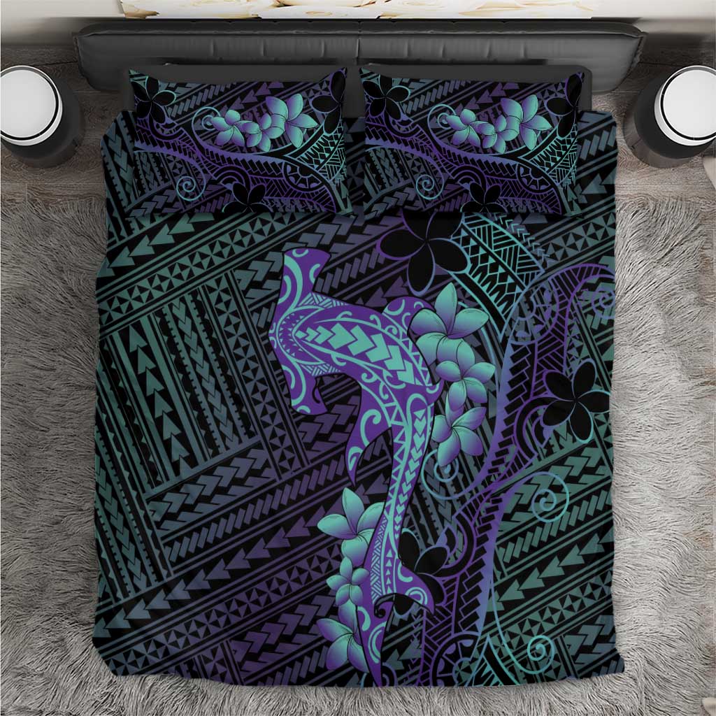 Purple Paradise Hawaii Bedding Set Hammerhead Shark Tattoo Curve Polynesian - Polynesian Pride