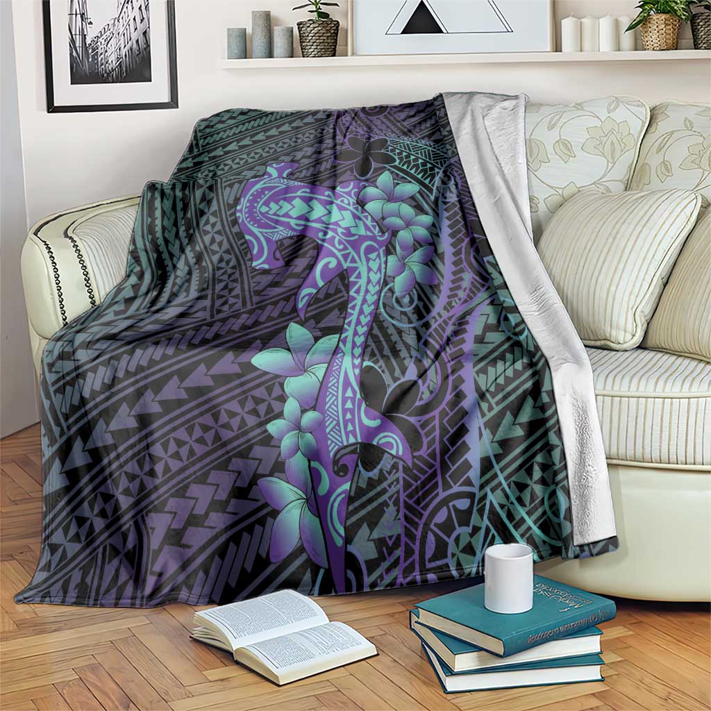 Purple Paradise Hawaii Blanket Hammerhead Shark Tattoo Curve Polynesian - Polynesian Pride