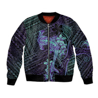 Purple Paradise Hawaii Bomber Jacket Hammerhead Shark Tattoo Curve Polynesian LT14 Unisex Purple - Polynesian Pride