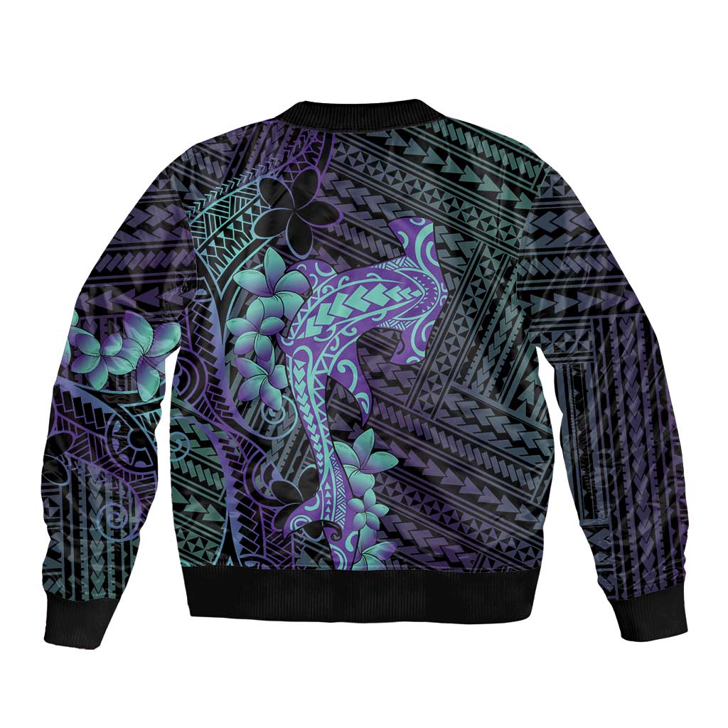 Purple Paradise Hawaii Bomber Jacket Hammerhead Shark Tattoo Curve Polynesian LT14 - Polynesian Pride