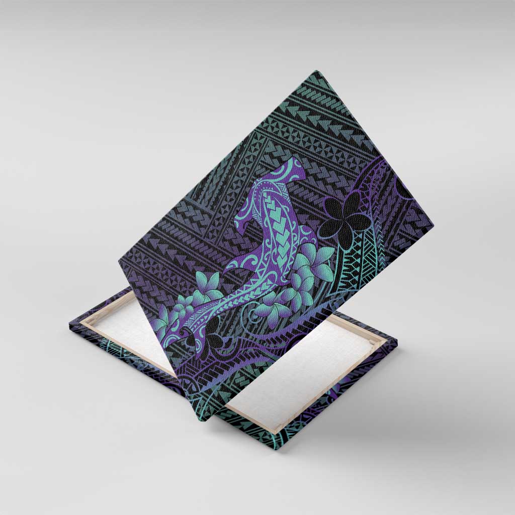 Purple Paradise Hawaii Canvas Wall Art Hammerhead Shark Tattoo Curve Polynesian - Polynesian Pride