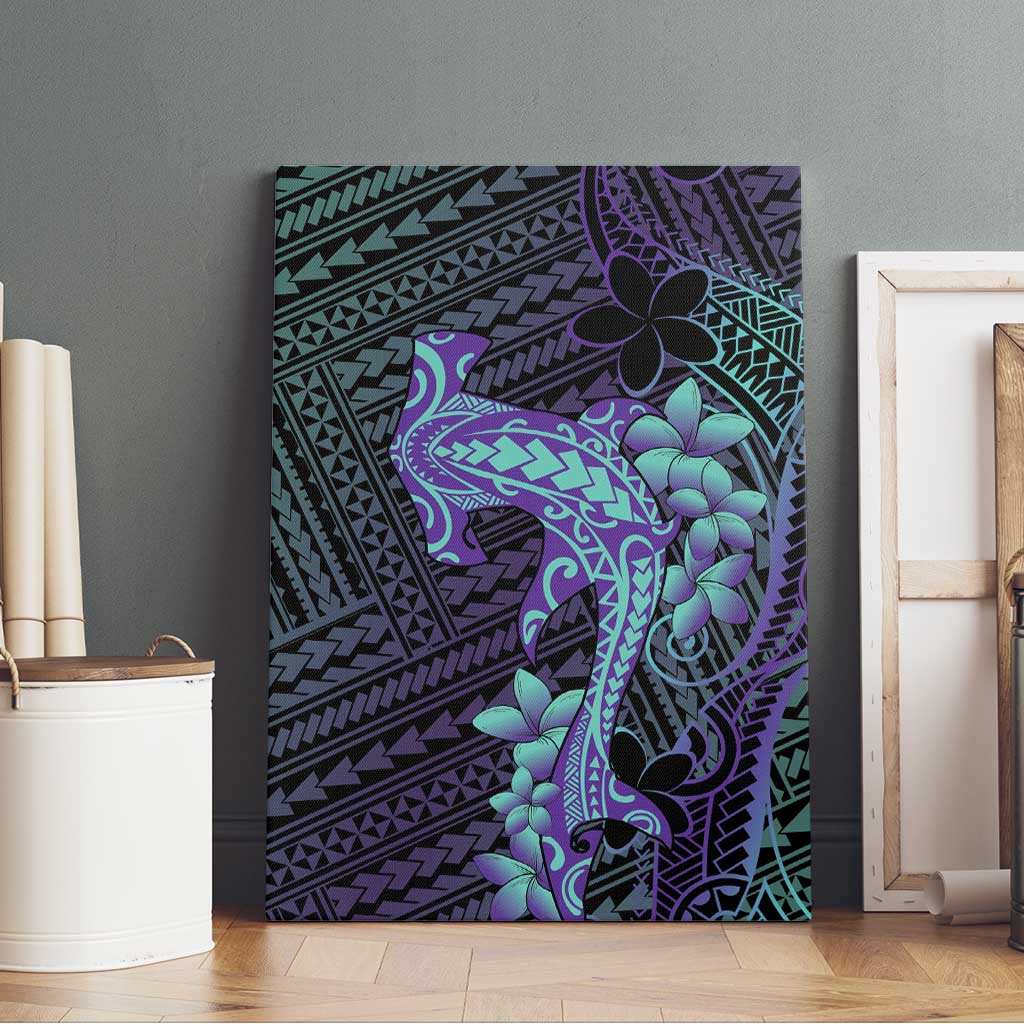 Purple Paradise Hawaii Canvas Wall Art Hammerhead Shark Tattoo Curve Polynesian - Polynesian Pride