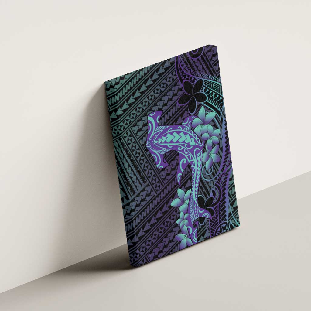 Purple Paradise Hawaii Canvas Wall Art Hammerhead Shark Tattoo Curve Polynesian - Polynesian Pride