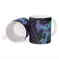 Purple Paradise Hawaii Ceramic Mug Hammerhead Shark Tattoo Curve Polynesian - Polynesian Pride