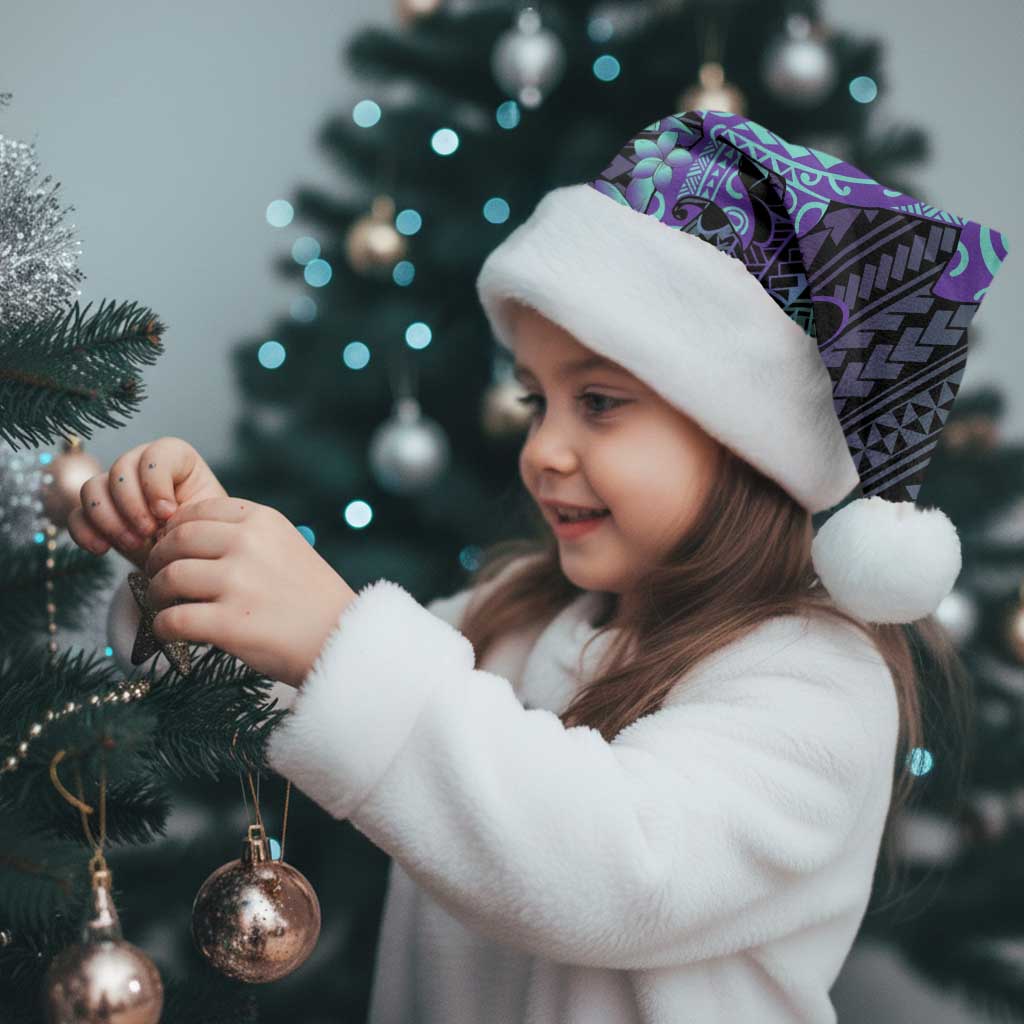 Purple Paradise Hawaii Christmas Santa Hat Hammerhead Shark Tattoo Curve Polynesian - Polynesian Pride