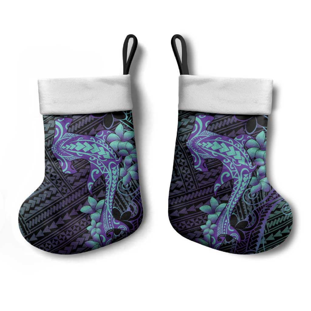 Purple Paradise Hawaii Christmas Stocking Hammerhead Shark Tattoo Curve Polynesian - Polynesian Pride