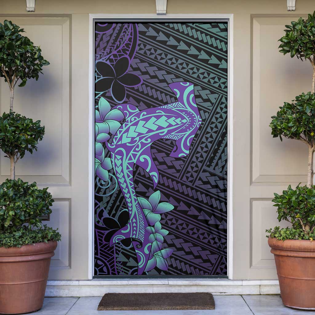 Purple Paradise Hawaii Door Cover Hammerhead Shark Tattoo Curve Polynesian - Polynesian Pride