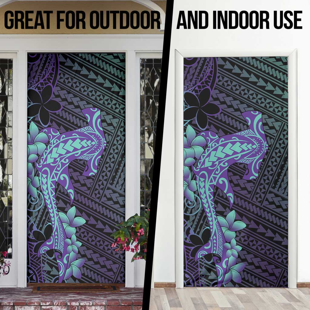 Purple Paradise Hawaii Door Cover Hammerhead Shark Tattoo Curve Polynesian - Polynesian Pride