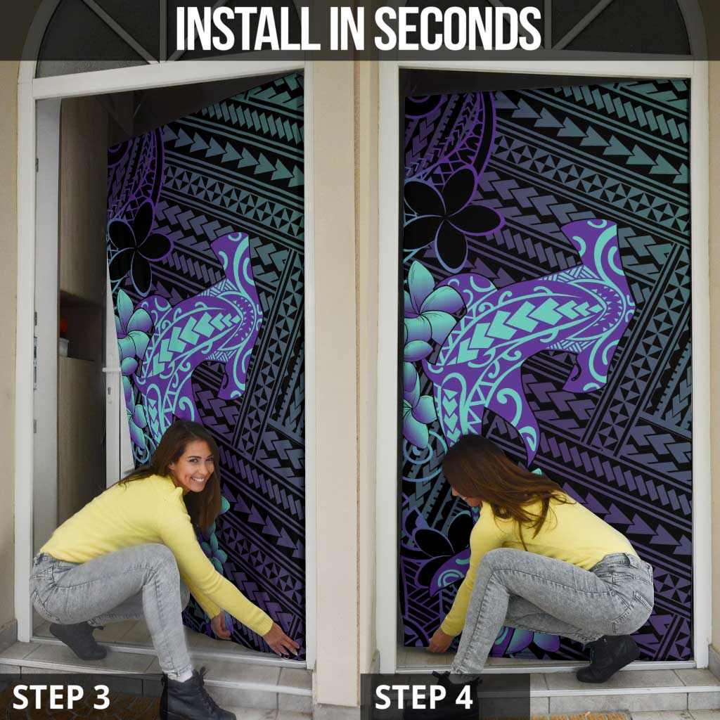 Purple Paradise Hawaii Door Cover Hammerhead Shark Tattoo Curve Polynesian - Polynesian Pride