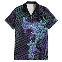 Purple Paradise Hawaii Family Matching Puletasi and Hawaiian Shirt Hammerhead Shark Tattoo Curve Polynesian - Polynesian Pride