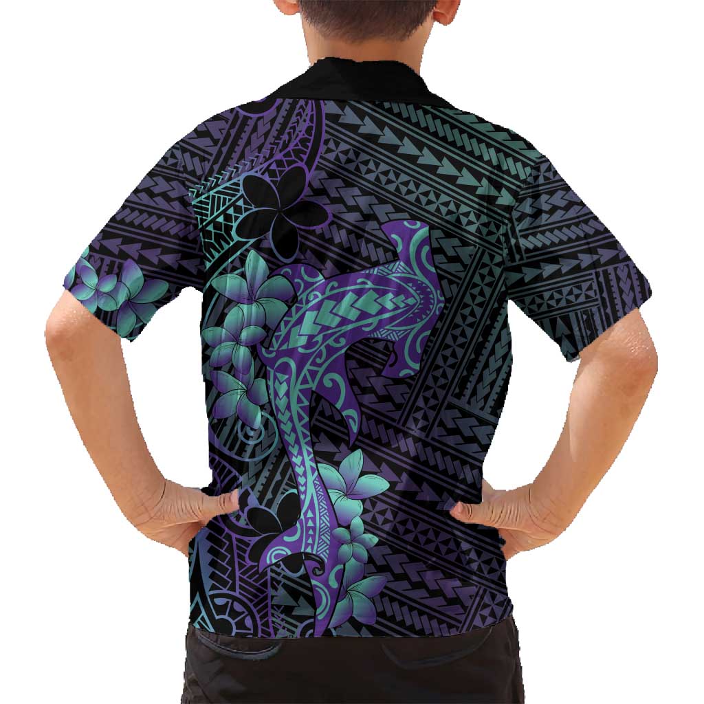 Purple Paradise Hawaii Family Matching Summer Maxi Dress and Hawaiian Shirt Hammerhead Shark Tattoo Curve Polynesian - Polynesian Pride