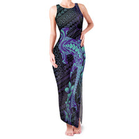 Purple Paradise Hawaii Family Matching Tank Maxi Dress and Hawaiian Shirt Hammerhead Shark Tattoo Curve Polynesian - Polynesian Pride