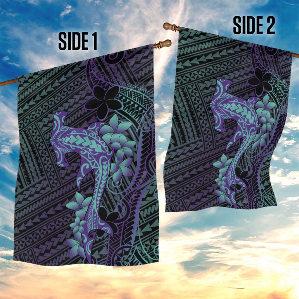 Purple Paradise Hawaii Garden Flag Hammerhead Shark Tattoo Curve Polynesian - Polynesian Pride
