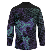 Purple Paradise Hawaii Hockey Jersey Hammerhead Shark Tattoo Curve Polynesian - Polynesian Pride