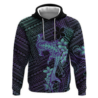 Purple Paradise Hawaii Hoodie Hammerhead Shark Tattoo Curve Polynesian - Polynesian Pride